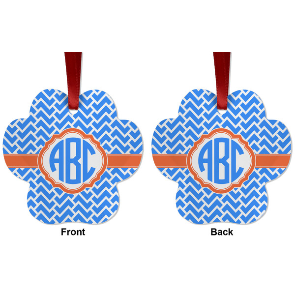 Zigzag Metal Paw Ornament - Front and Back