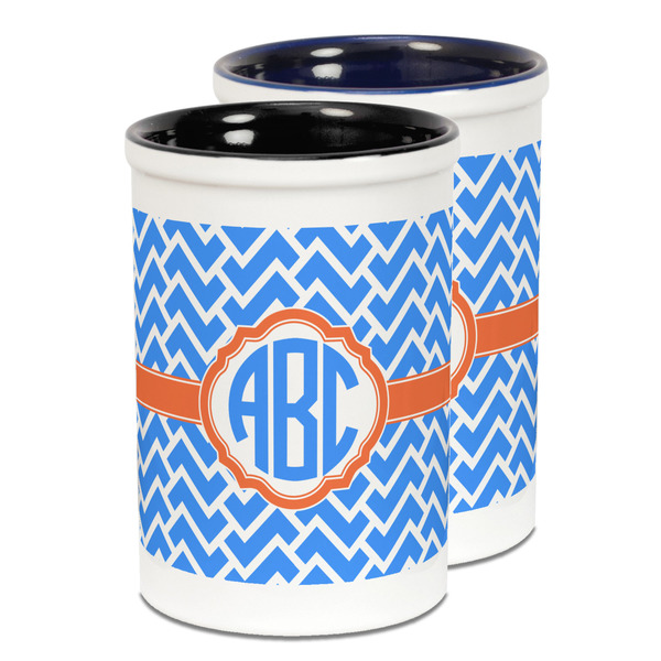 Custom Zigzag Ceramic Pencil Holder - Large