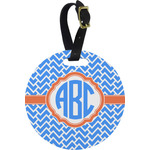 Zigzag Plastic Luggage Tag - Round (Personalized)