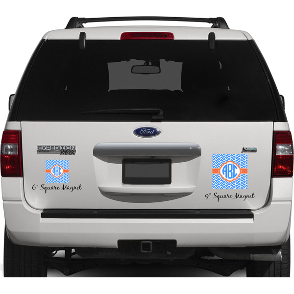 Zigzag Personalized Square Car Magnets on Ford Explorer