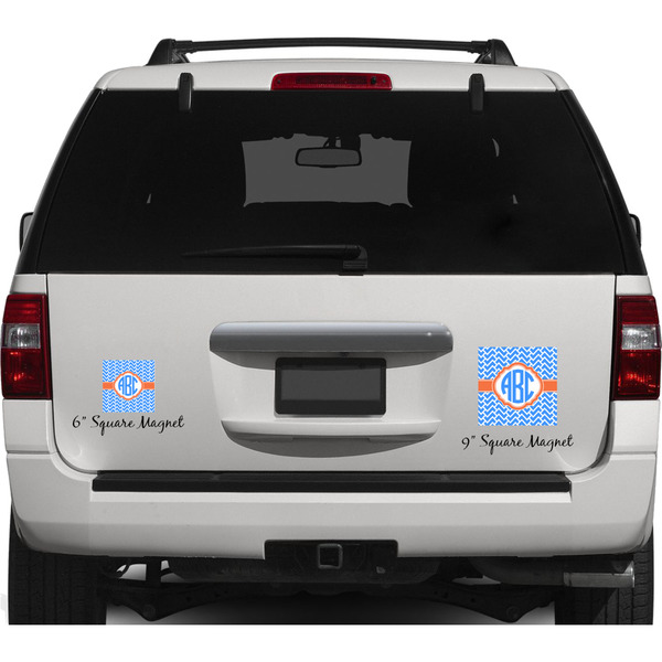 Zigzag Personalized Square Car Magnets on Ford Explorer