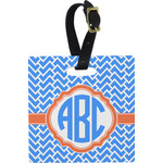 Zigzag Plastic Luggage Tag - Square w/ Monogram