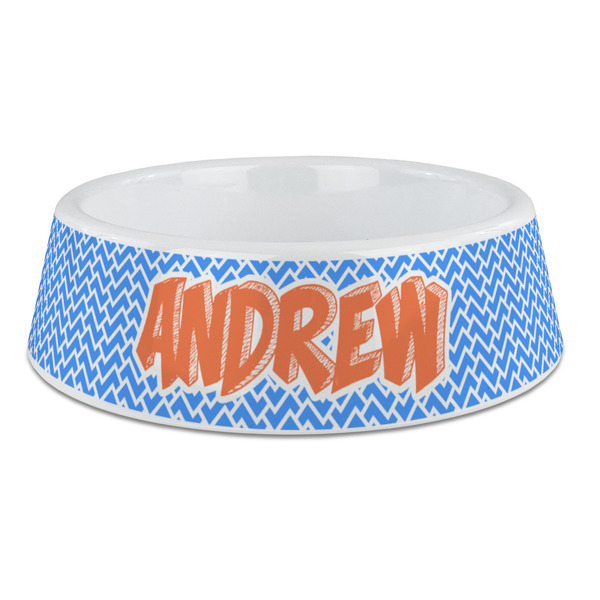 Custom Zigzag Plastic Dog Bowl - Large (Personalized)