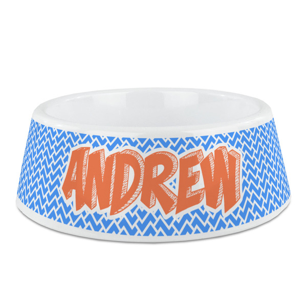 Custom Zigzag Plastic Dog Bowl - Medium (Personalized)