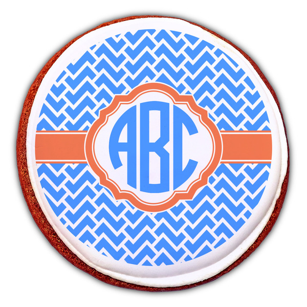 Zigzag Printed Icing Circle - Large - On Cookie