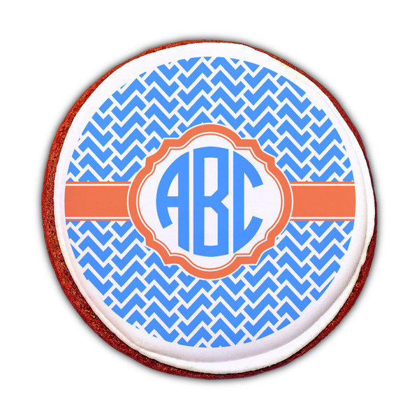 Zigzag Printed Icing Circle - Medium - On Cookie