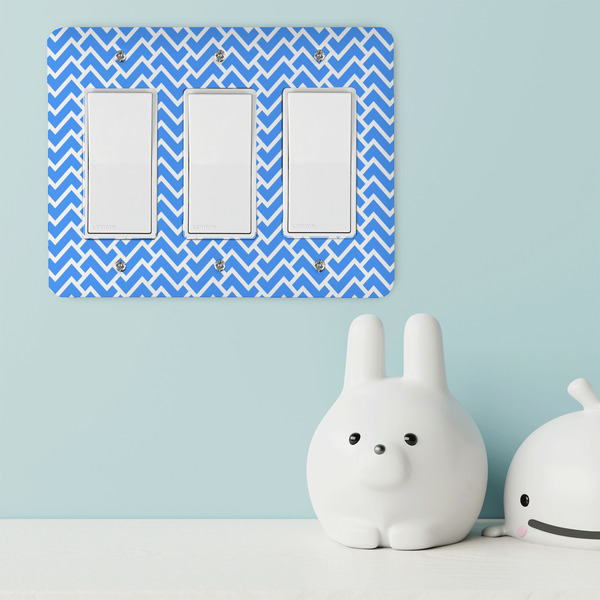 Zigzag Rocker Light Switch Covers - Triple - IN CONTEXT