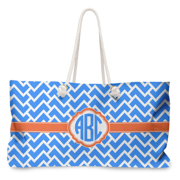 Custom Zigzag Large Tote Bag with Rope Handles (Personalized)