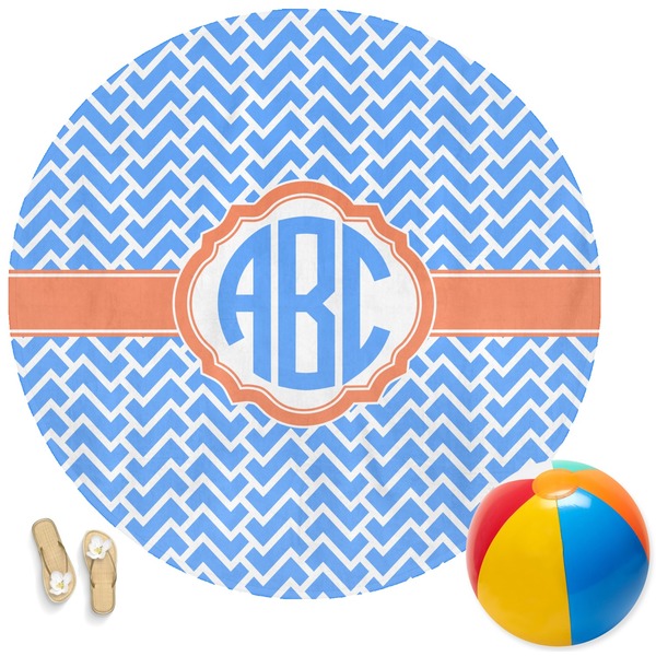 Custom Zigzag Round Beach Towel (Personalized)