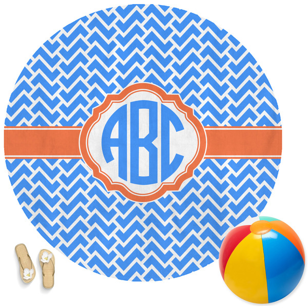Custom Zigzag Round Beach Towel (Personalized)
