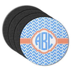 Zigzag Round Rubber Backed Coasters - Set of 4 (Personalized)