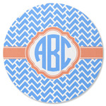 Zigzag Round Rubber Backed Coaster (Personalized)