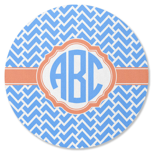 Custom Zigzag Round Rubber Backed Coaster (Personalized)