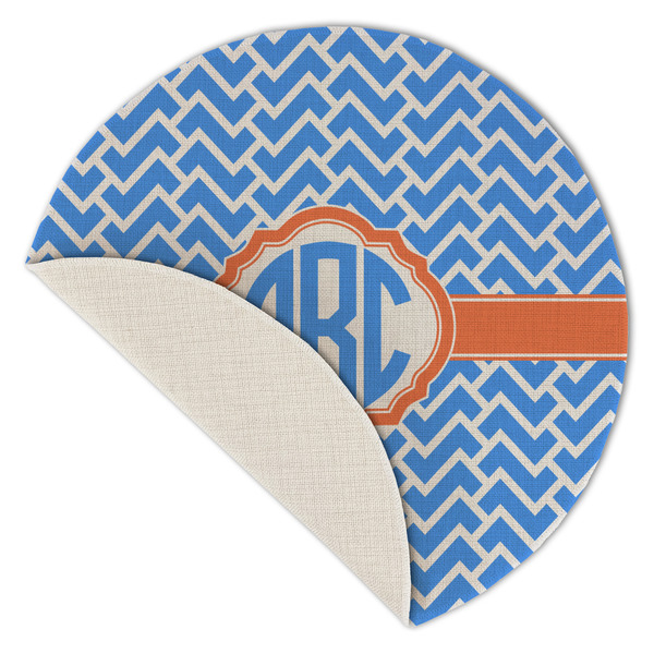 Zigzag Round Linen Placemats - Front (folded corner single sided)