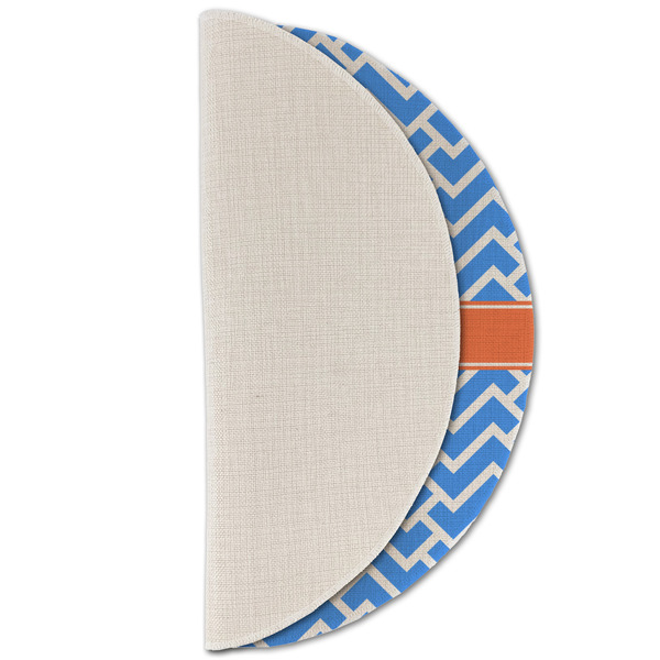Zigzag Round Linen Placemats - HALF FOLDED (single sided)