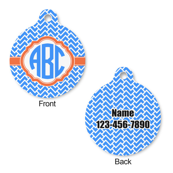 Zigzag Round Pet Tag - Front & Back