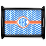 Zigzag Black Wooden Tray - Large (Personalized)