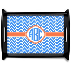 Zigzag Black Wooden Tray - Large (Personalized)