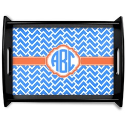 Zigzag Black Wooden Tray - Large (Personalized)
