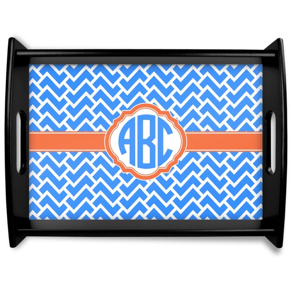 Custom Zigzag Black Wooden Tray - Large (Personalized)