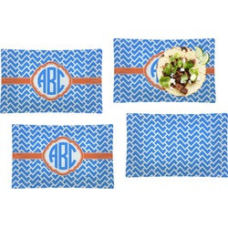 Zigzag Set of 4 Glass Rectangular Lunch / Dinner Plate (Personalized)
