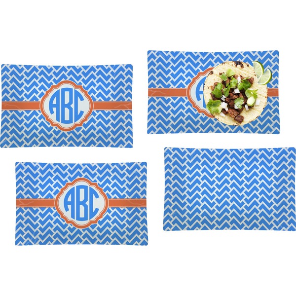 Custom Zigzag Set of 4 Glass Rectangular Lunch / Dinner Plate (Personalized)