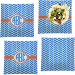 Zigzag Set of 4 Glass Square Lunch / Dinner Plate 9.5" (Personalized)