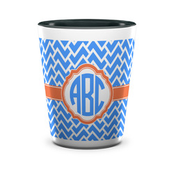 Zigzag Ceramic Shot Glass - 1.5 oz - Two Tone - Set of 4 (Personalized)