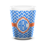Zigzag Ceramic Shot Glass - 1.5 oz - White - Set of 4 (Personalized)