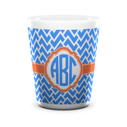 Zigzag Ceramic Shot Glass - 1.5 oz - White - Set of 4 (Personalized)