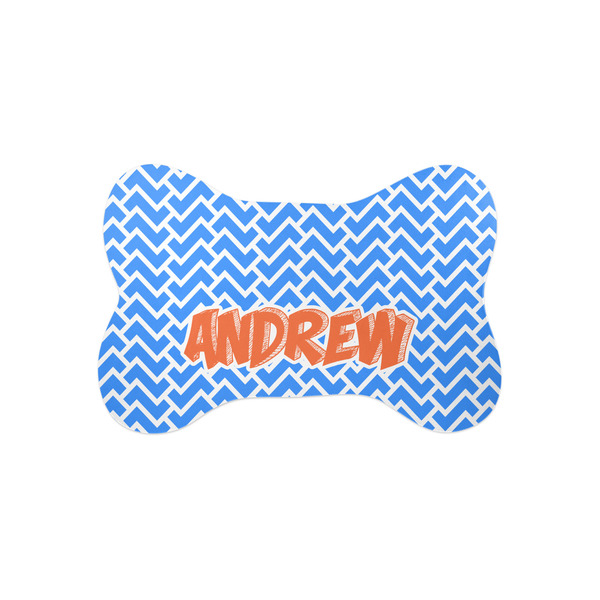 Custom Zigzag Bone Shaped Dog Food Mat (Small) (Personalized)