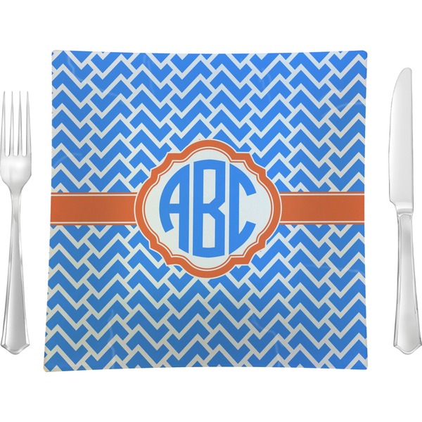 Custom Zigzag 9.5" Glass Square Lunch / Dinner Plate- Single or Set of 4 (Personalized)