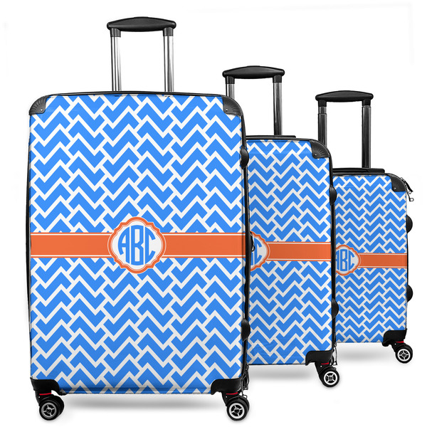 Custom Zigzag 3 Piece Luggage Set - 20" Carry On, 24" Medium Checked, 28" Large Checked (Personalized)