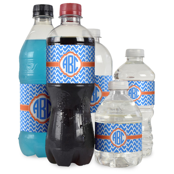 Zigzag Water Bottle Label - Multiple Bottle Sizes