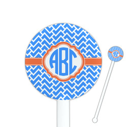 Zigzag 5.5" Round Plastic Stir Sticks - White - Single Sided (Personalized)