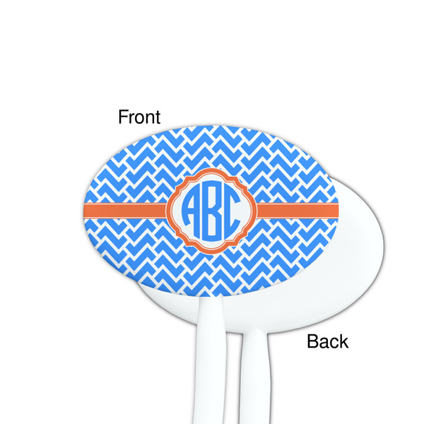 Zigzag White Plastic 7" Stir Stick - Single Sided - Oval - Front & Back