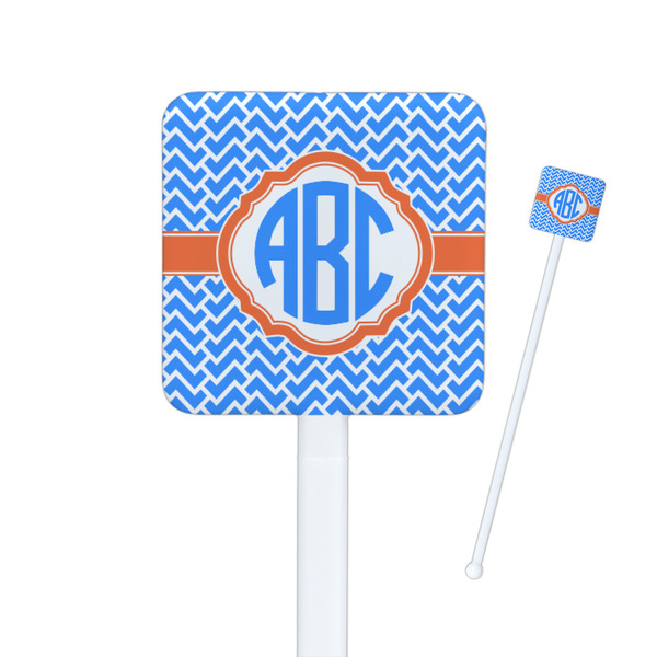 Custom Zigzag Square Plastic Stir Sticks - Single Sided (Personalized)