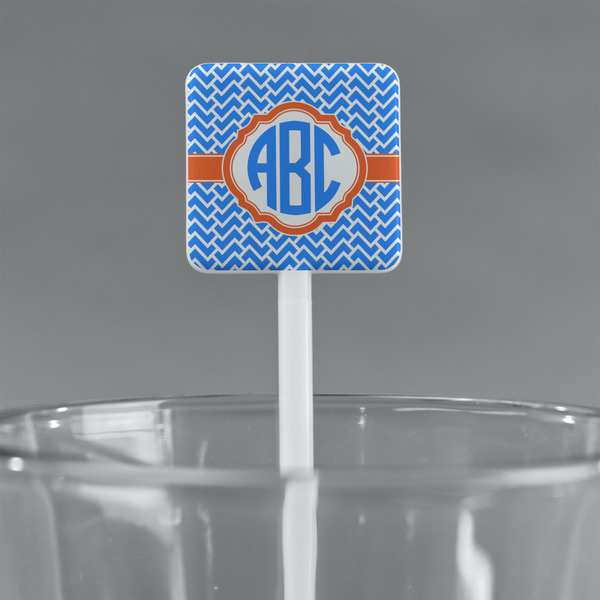 Zigzag White Plastic Stir Stick - Square - Main