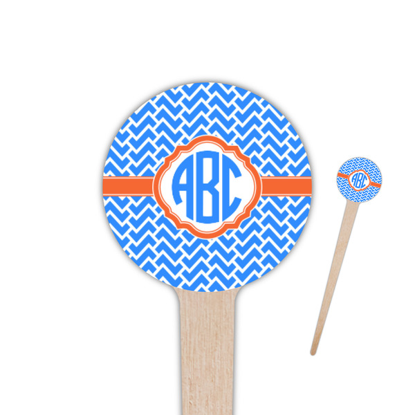 Custom Zigzag 4" Round Wooden Food Picks - Single Sided (Personalized)