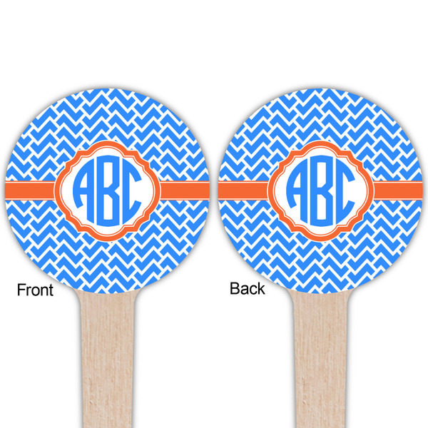 Zigzag Wooden 4" Food Pick - Round - Double Sided - Front & Back