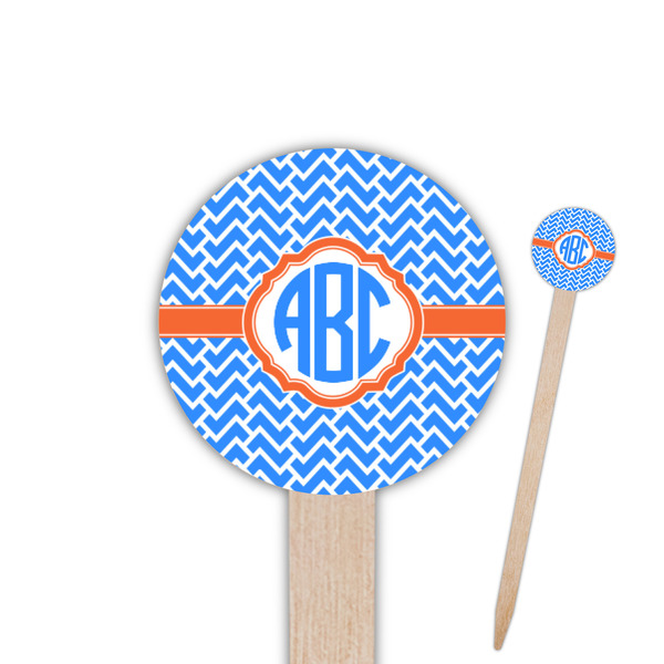 Custom Zigzag 6" Round Wooden Food Picks - Double Sided (Personalized)