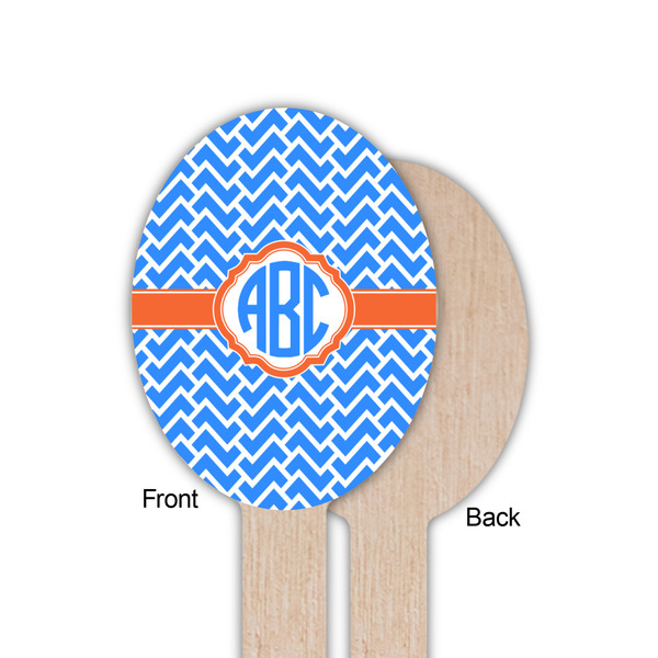 Zigzag Wooden Food Pick - Oval - Single Sided - Front & Back