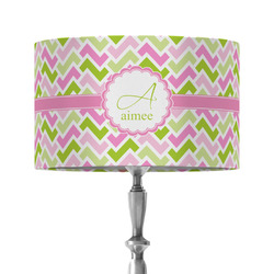 Pink & Green Geometric 12" Drum Lamp Shade - Fabric (Personalized)