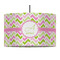 Pink & Green Geometric 12" Drum Pendant Lamp - Fabric (Personalized)