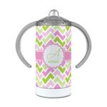 Pink & Green Geometric 12 oz Stainless Steel Sippy Cup (Personalized)