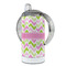 Pink & Green Geometric 12 oz Stainless Steel Sippy Cups - FULL (back angle)