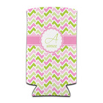 Pink & Green Geometric Can Cooler (tall 12 oz) (Personalized)