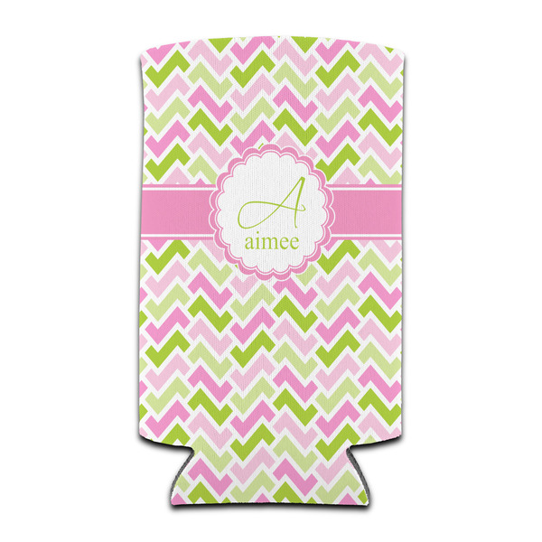 Custom Pink & Green Geometric Can Cooler (tall 12 oz) (Personalized)