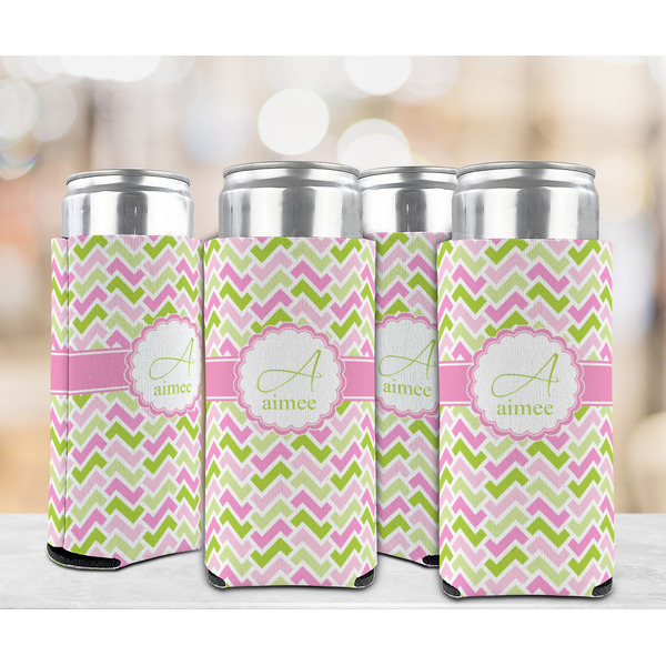 Pink & Green Geometric 12oz Tall Can Sleeve - Set of 4 - LIFESTYLE