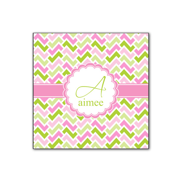 Custom Pink & Green Geometric Wood Print - 12x12 (Personalized)